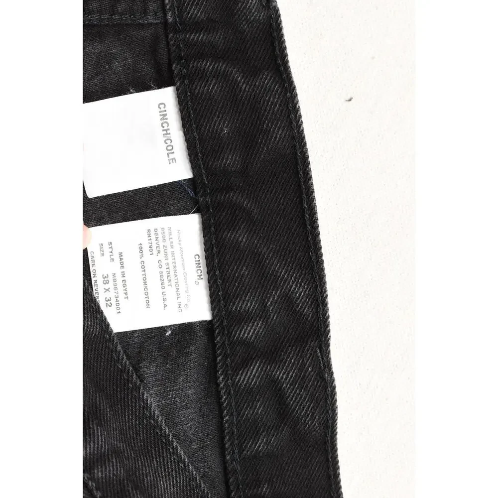 Cinch Cole Men's 38x32 Black Denim Jeans Relaxed Fit Straight Leg MB96734001